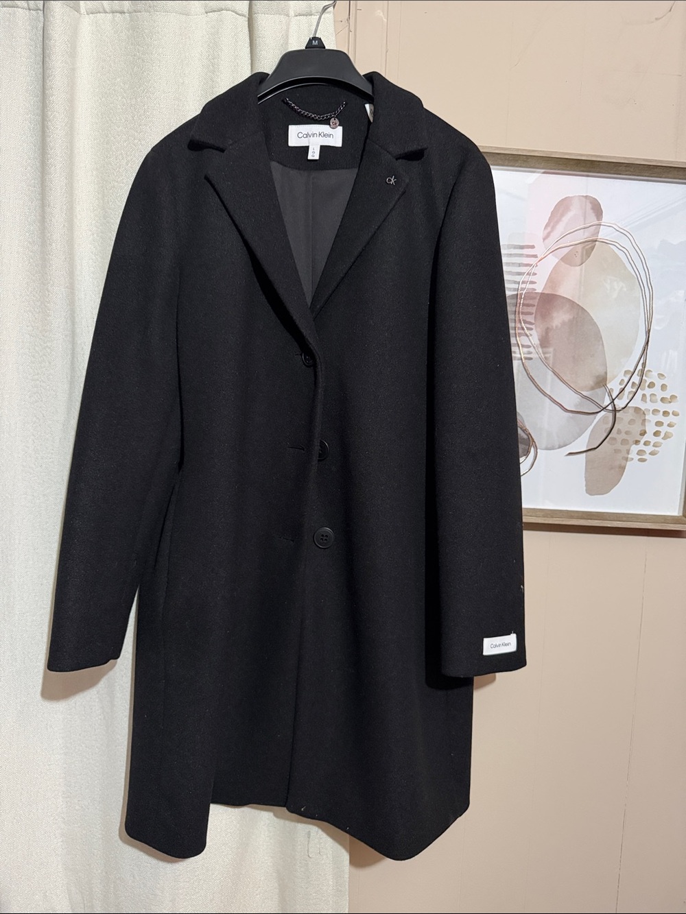 Calvin Klein Black Tailored Wool-Blend Overcoat
